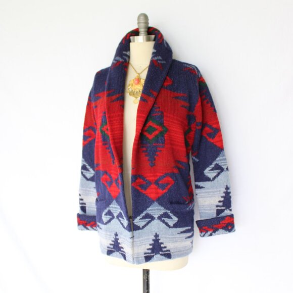 RALPH LAUREN vintage wool Cardigan wool sweater Aztec southwestern tribal jacket - Picture 6 of 10